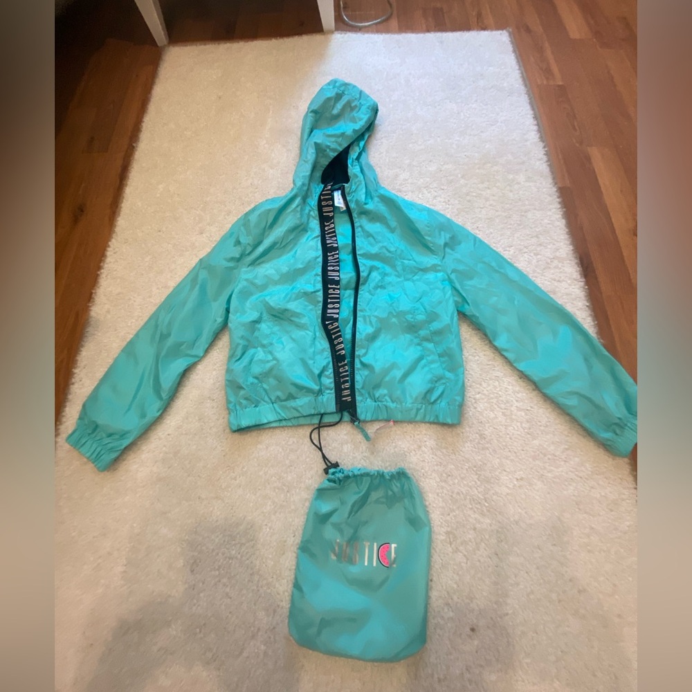 Justice Mint Green Kids Raincoat